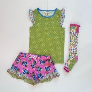 Matilda Jane Tank, Short and Sock coordinating set. Size 8. New!
